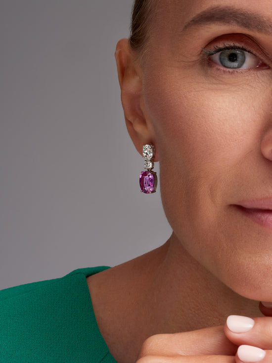 Pink Sapphire and Diamond Earrings
