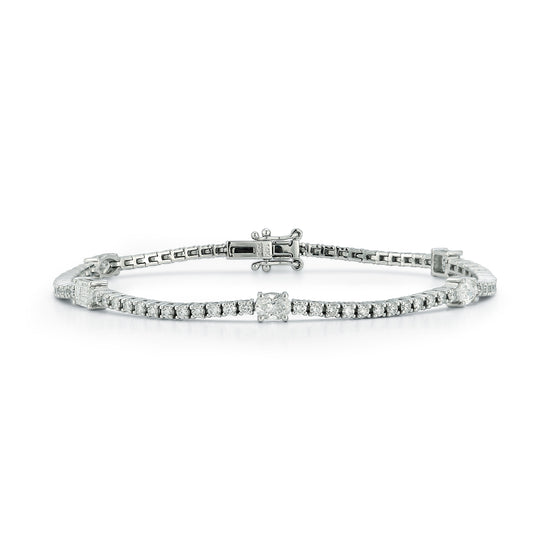 Alternating Multi Shape Diamond Tennis Bracelet