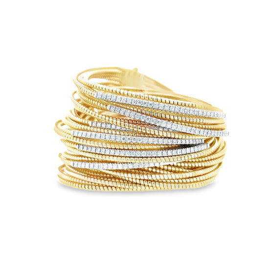 Piranesi Diamond and Yellow Gold Wire Cuff Bracelet