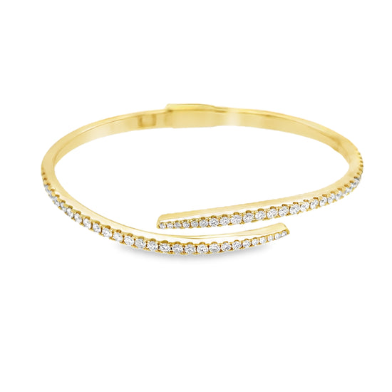Yellow Gold and White Diamond Bypass Bangle