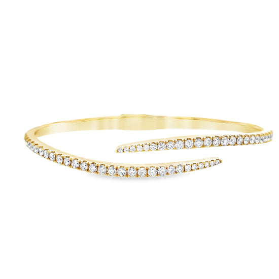 Yellow Gold and White Diamond Bypass Bangle