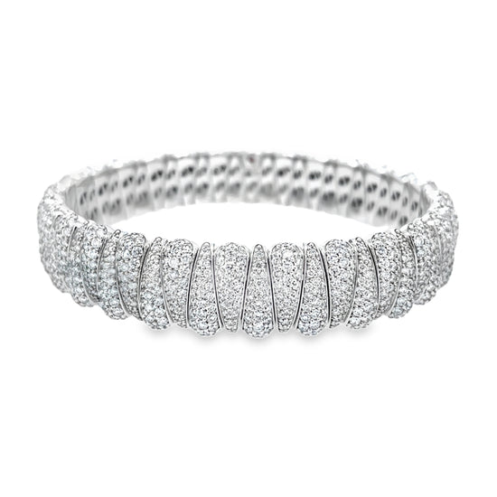 Artiglio White Diamond Tapered Link Stretch Bracelet