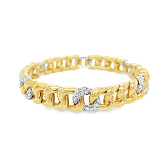 Small Groumette Alternating Diamond Link Stretch Bracelet