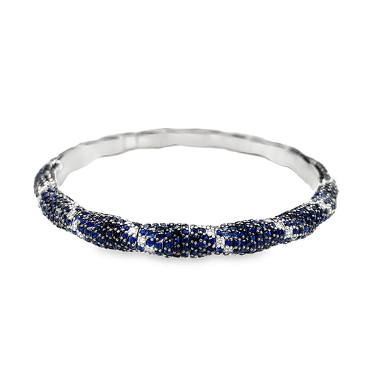 Monnalisa White Diamond and Blue Sapphire Twist Stretch Bracelet