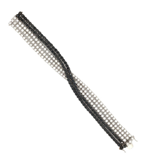 A Link Black and White Diamond Twist Bracelet