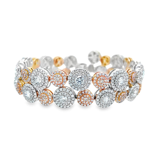 Pink and White Diamond Bracelet in White and Rose Gold