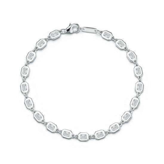 Plain Bezel Emerald Cut Diamond Bracelet