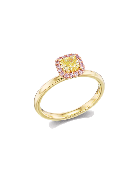 Yellow and Pink Diamond Stacking Ring