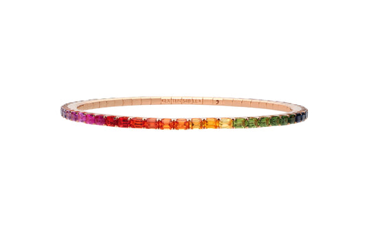 6.97 CT Rainbow Sapphire Stretch Tennis Bracelet
