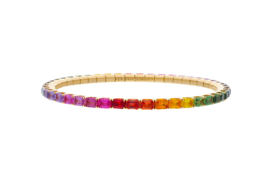 10.85 CT Rainbow Sapphire Stretch Tennis Bracelet