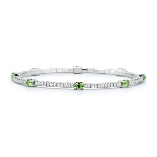 2.45CT Diamond and Oval Tsavorite Stretch Bracelet