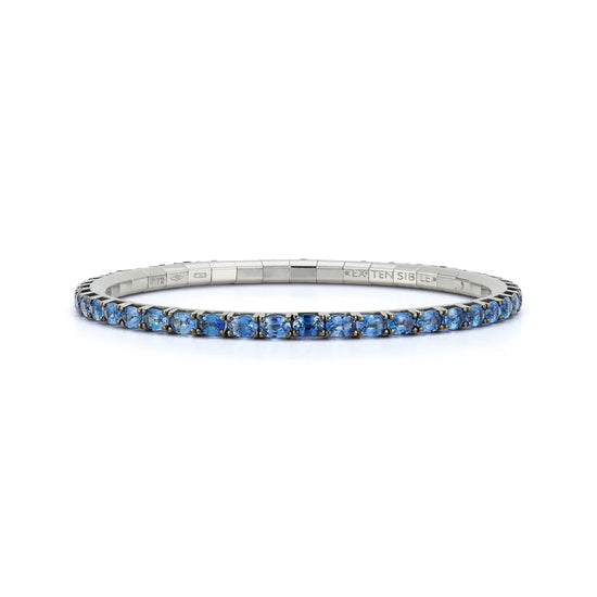 10.20CT Oval-Cut Blue Sapphire Stretch Tennis Bracelet