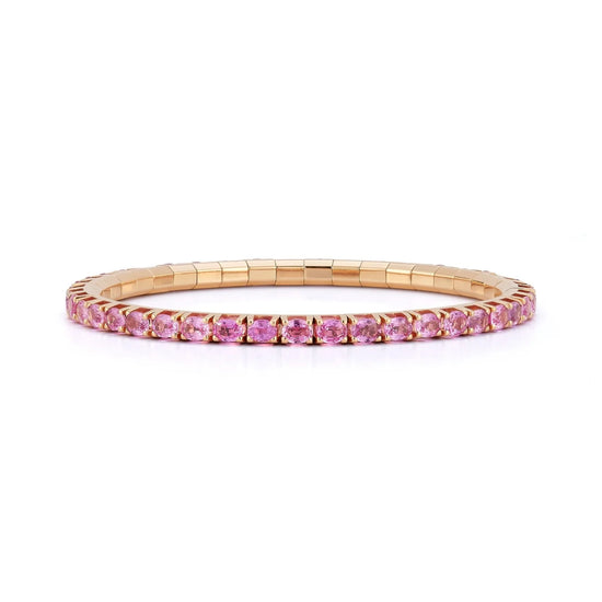 7.55CT Oval-Cut Pink Sapphire Stretch Tennis Bracelet