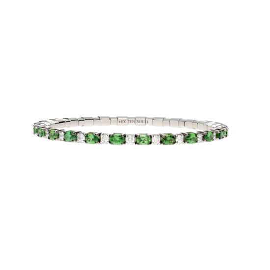 6.79CT Tsavorite and Diamond Stretch Tennis Bracelet