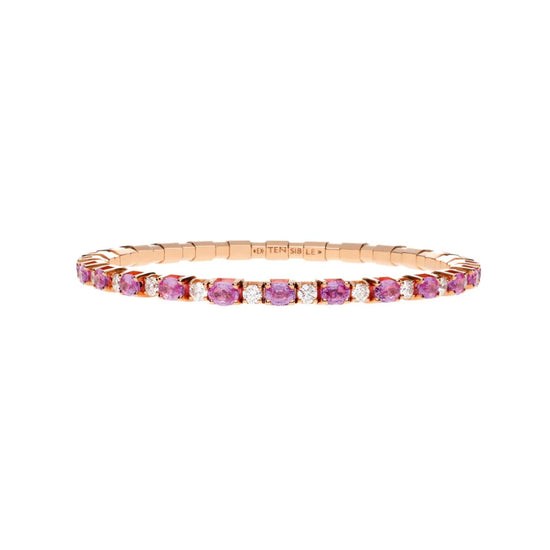 7.55 CT Oval-Cut Pink Sapphire & Diamond Stretch Tennis Bracelet