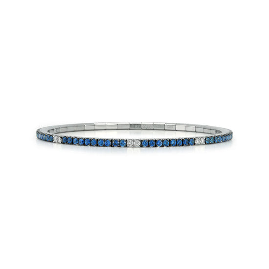 2.32CT Blue Sapphire and Diamond Stretch Bracelet