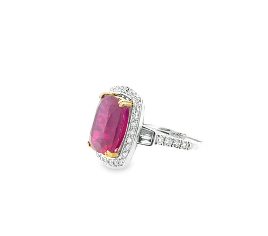 8CT Cushion Cut Ruby Ring