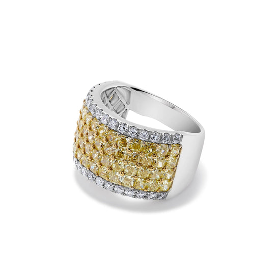 Yellow and White Diamond Cuff Ring