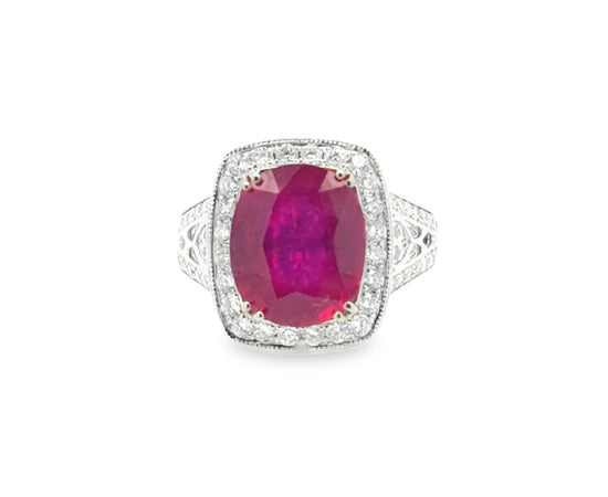 7CT Oval Cut Ruby Ring