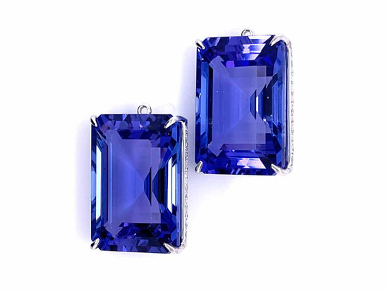 Emerald Cut Tanzanite Drop Earrings