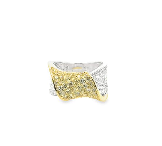 Charles Krypell White and Yellow Diamond Twist Ring