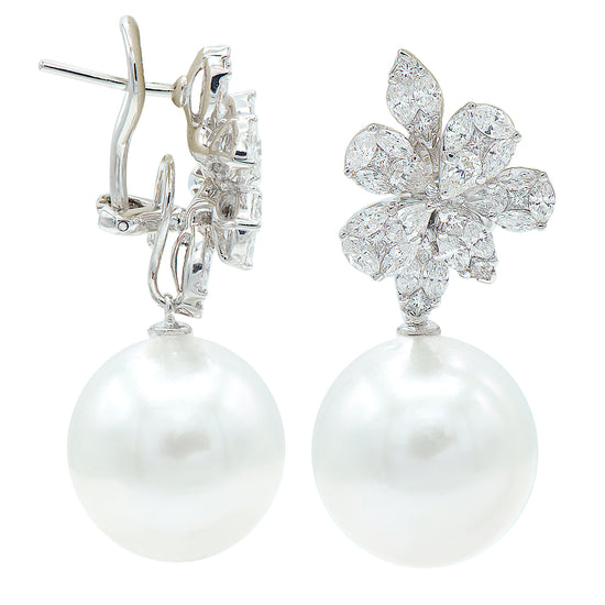 South Sea Pearl and Diamond Earrings