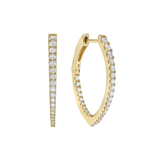 Diamond and Yellow Gold Teardrop Hoops