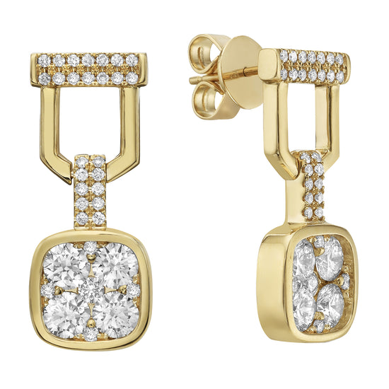 1.71CT White Diamond Earrings in Yellow Gold