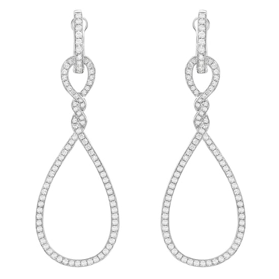 White Diamond Twisted Hoop Earring