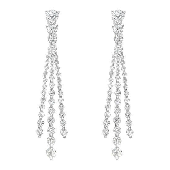 White Diamond Three Strand Earrings