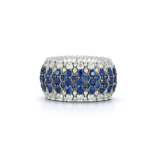 Giotto 9 Blue Sapphire and Diamond Stretch Ring