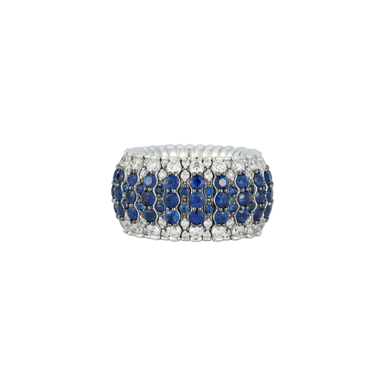 Giotto 9 Blue Sapphire and Diamond Stretch Ring