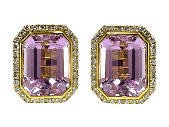 Piranesi Kunzite and Diamond Halo Earrings