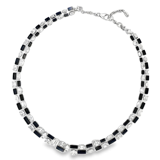 Etho Maria White Diamond and Black Enamel Necklace