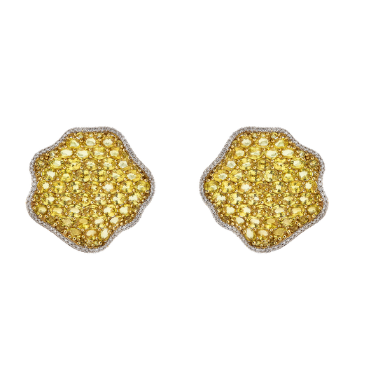 Wave Mosaique Yellow Sapphire Earrings