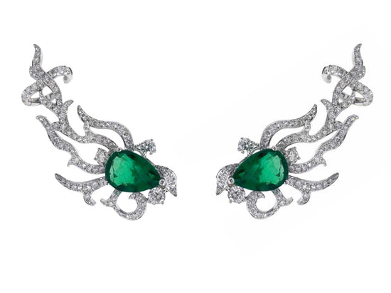 Piranesi Emerald and Diamond Motif Earrings