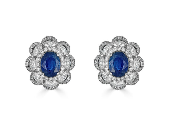 Piranesi Sapphire and Diamond Floral Earrings