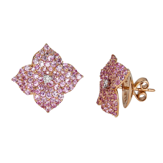 Piranesi Pink Sapphire & Diamond Flower Earrings