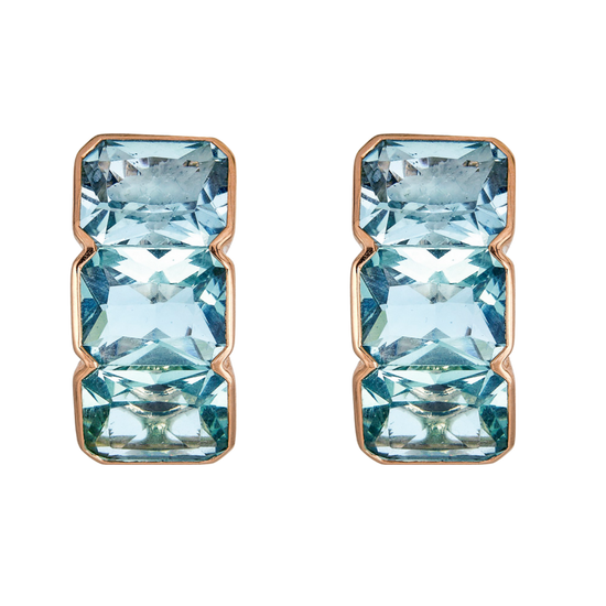 Octagon Blue Topaz Earrings