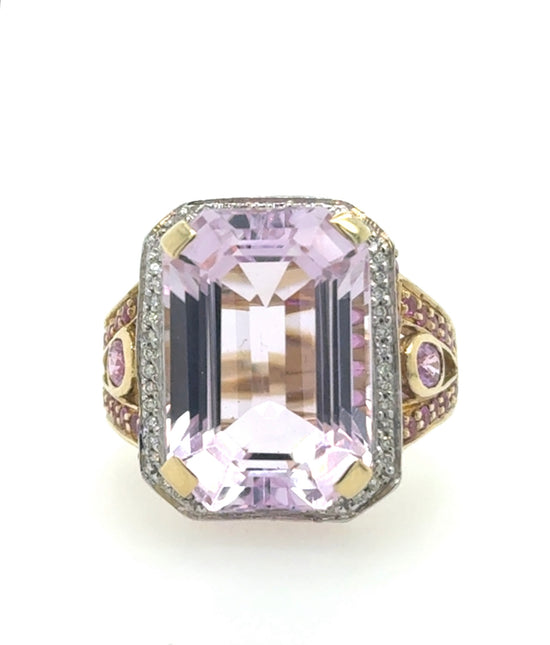Kunzite and Diamond Ring