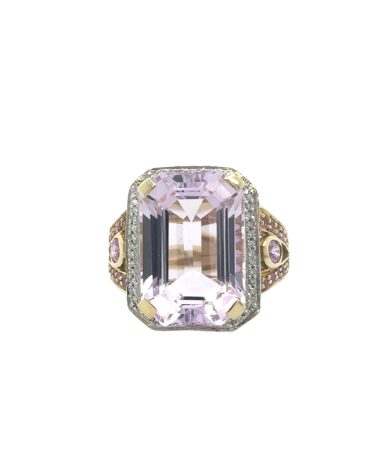 Kunzite and Diamond Ring