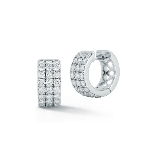 3 Row Diamond Huggie Earrings