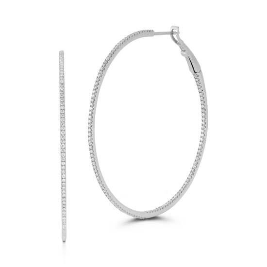 Thin Diamond Hoop Earrings