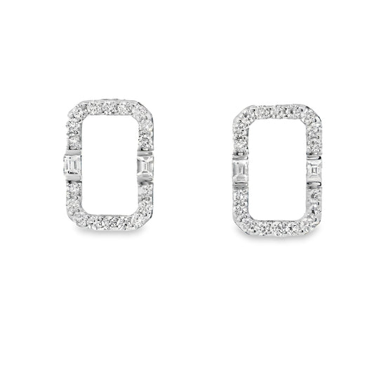 Emerlad Shape Diamond Stud Earrings