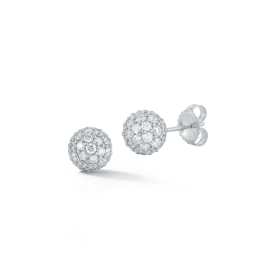 Diamond Pave Ball Stud Earrings