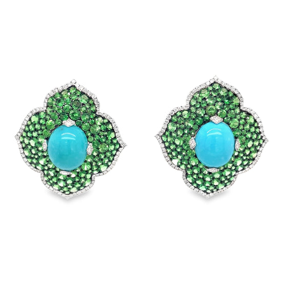 Turquoise and Tsavorite Pasha Earrings