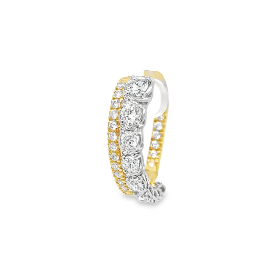 A Link Diamond Double Hoop Earring