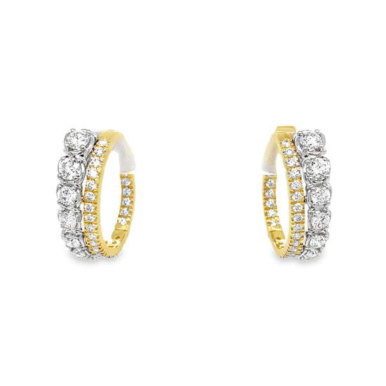 A Link Diamond Double Hoop Earring
