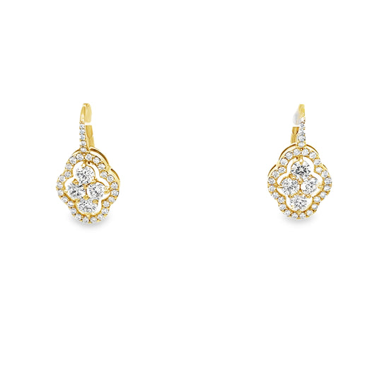 Piranesi White Diamond and Yellow Gold Huggie Drop Earrings