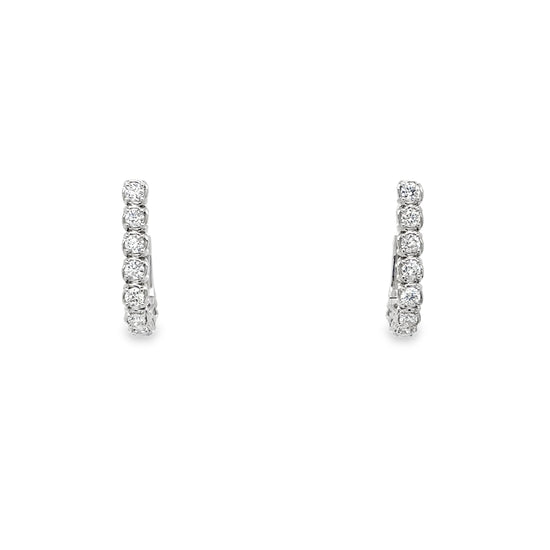 White Diamond Huggie Earrings